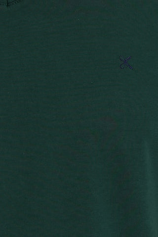  Koyu Yeşil V Yaka Slim Fit Dar Kesim Pamuklu Tişört