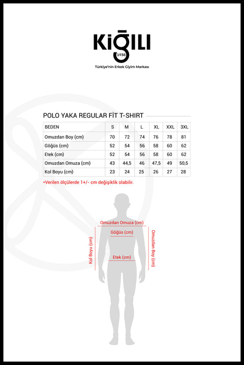 Orta Gri Melanj Polo Yaka Regular Fit Nakışlı Tişört