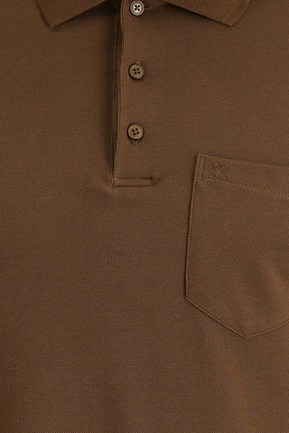 Taba Polo Yaka Regular Fit Nakışlı Pamuk Tişört