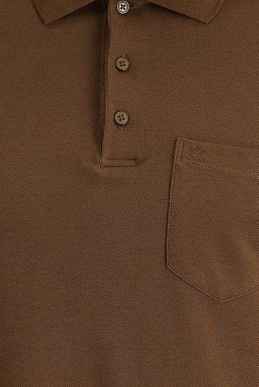 Taba Polo Yaka Regular Fit Nakışlı Pamuk Tişört