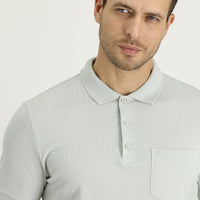 Taş Polo Yaka Regular Fit Nakışlı Pamuk Tişört