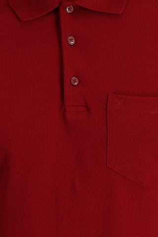  Koyu Kırmızı Polo Yaka Regular Fit Nakışlı Pamuk Tişört