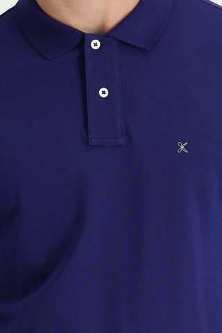  Orta Lacivert Polo Yaka Regular Fit Nakışlı Pamuk Tişört