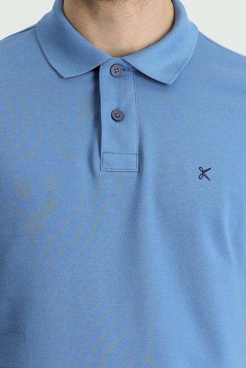 Koyu Havacı Polo Yaka Regular Fit Nakışlı Pamuk Tişört