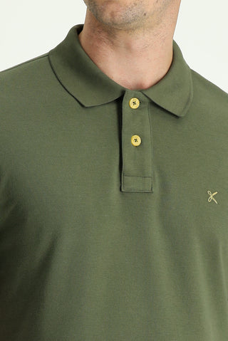  Orta Haki Polo Yaka Regular Fit Nakışlı Pamuk Tişört