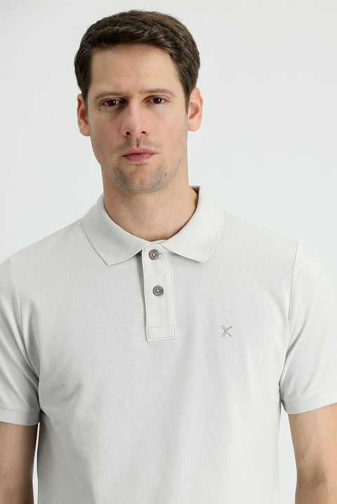 Taş Polo Yaka Regular Fit Nakışlı Pamuk Tişört