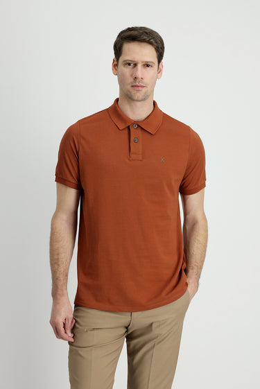 Tarçın  Polo Yaka Regular Fit Nakışlı Pamuk Tişört