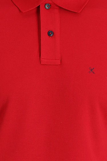 Bayrak Kırmızı Polo Yaka Regular Fit Nakışlı Pamuk Tişört