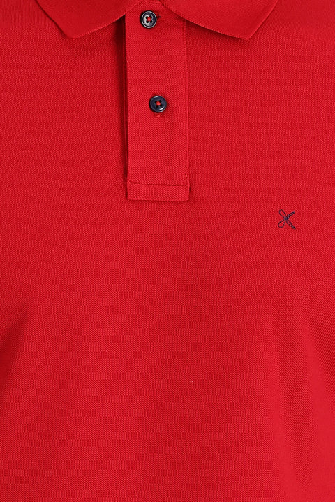 Bayrak Kırmızı Polo Yaka Regular Fit Nakışlı Pamuk Tişört