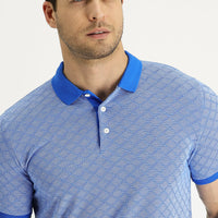 Mavi Polo Yaka Slim Fit Dar Kesim Desenli Tişört