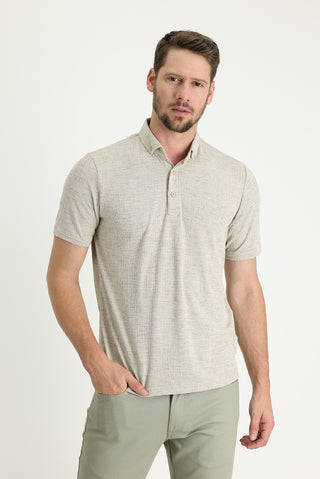  Orta Bej Polo Yaka Regular Fit Desenli Tişört