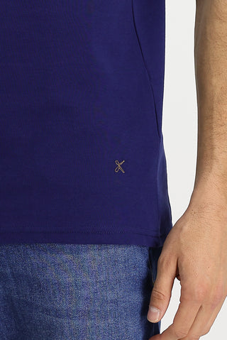  Orta Lacivert Polo Yaka Regular Fit Nakışlı Pamuk Tişört