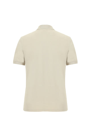  Orta Bej Polo Yaka Regular Fit Nakışlı Pamuk Tişört