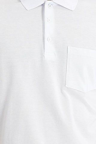  Beyaz Polo Yaka Regular Fit Nakışlı Pamuk Tişört