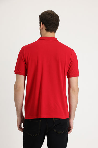  Bayrak Kırmızı Polo Yaka Regular Fit Nakışlı Pamuk Tişört