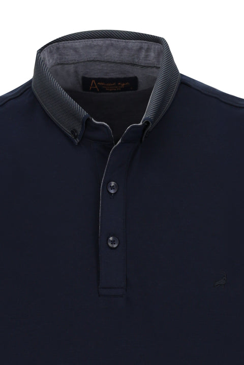 Orta Lacivert Polo Yaka Regular Fit Tişört