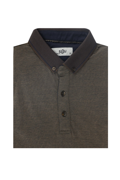 Orta Kahve Polo Yaka Regular Fit Tişört