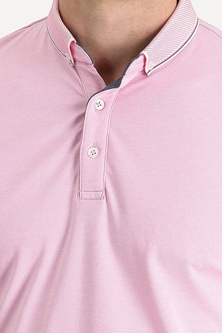  Orta Pembe Polo Yaka Regular Fit Pamuklu Tişört