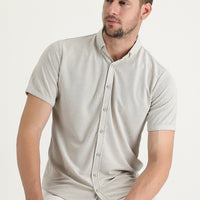 Orta Bej Polo Yaka Regular Fit Düğmeli Tişört