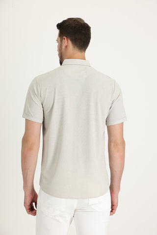 Orta Bej Polo Yaka Regular Fit Düğmeli Tişört