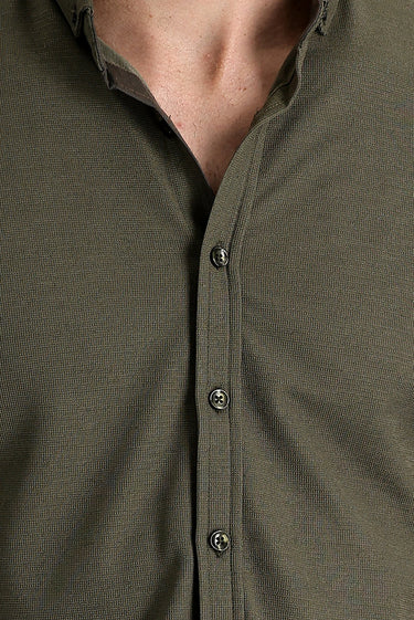 Orta Haki Polo Yaka Regular Fit Düğmeli Tişört