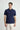 Koyu Lacivert Polo Yaka Slim Fit Dar Kesim Nakışlı Pamuk Tişört