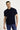 Siyah Lacivert Polo Yaka Slim Fit Dar Kesim Nakışlı Pamuk Tişört