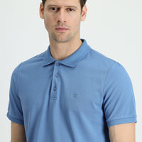 Koyu Havacı Polo Yaka Slim Fit Dar Kesim Nakışlı Pamuk Tişört