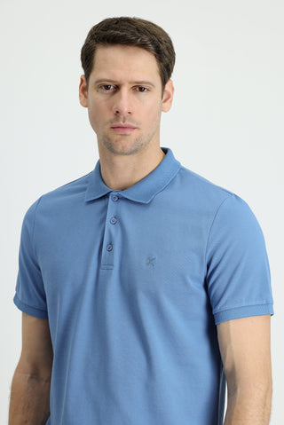  Koyu Havacı Polo Yaka Slim Fit Dar Kesim Nakışlı Pamuk Tişört