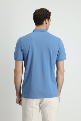  Koyu Havacı Polo Yaka Slim Fit Dar Kesim Nakışlı Pamuk Tişört