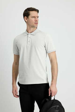  Taş Polo Yaka Slim Fit Dar Kesim Nakışlı Pamuk Tişört