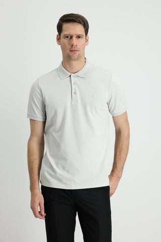  Taş Polo Yaka Slim Fit Dar Kesim Nakışlı Pamuk Tişört