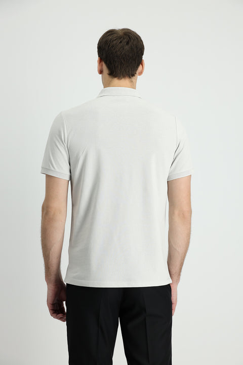 Taş Polo Yaka Slim Fit Dar Kesim Nakışlı Pamuk Tişört