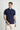 Koyu Lacivert Polo Yaka Slim Fit Dar Kesim Nakışlı Pamuk Tişört