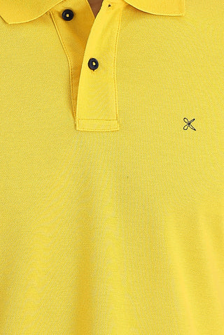  Koyu Sarı Polo Yaka Slim Fit Dar Kesim Nakışlı Pamuk Tişört