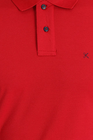  Bayrak Kırmızı Polo Yaka Slim Fit Dar Kesim Nakışlı Pamuk Tişört