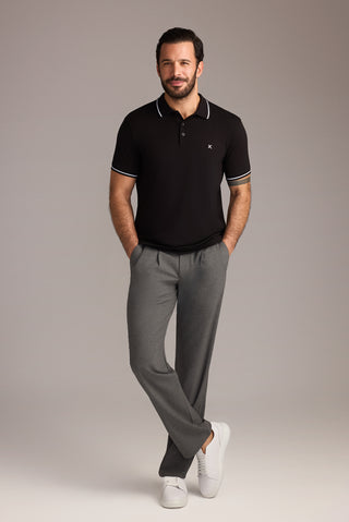  Siyah Polo Yaka Slim Fit Yumuşak Dokulu Pamuklu Likralı Esnek Tişört