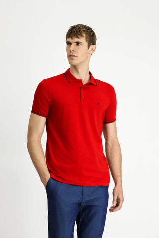  Koyu Kırmızı Polo Yaka Slim Fit Yumuşak Dokulu Pamuklu Likralı Esnek Tişört