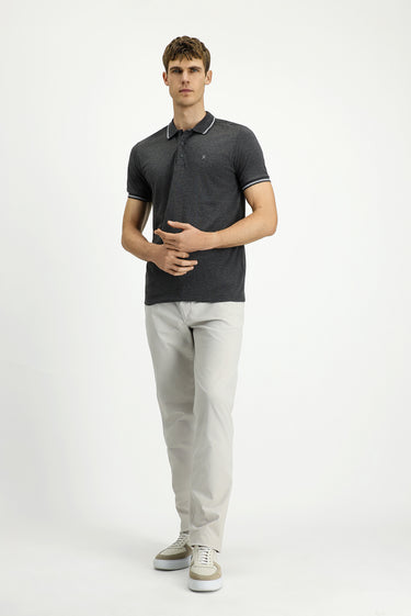  Koyu Antrasit Polo Yaka Slim Fit Dar Kesim Nakışlı Süprem Pamuklu Tişört