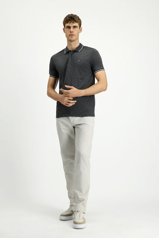  Koyu Antrasit Polo Yaka Slim Fit Yumuşak Dokulu Pamuklu Likralı Esnek Tişört