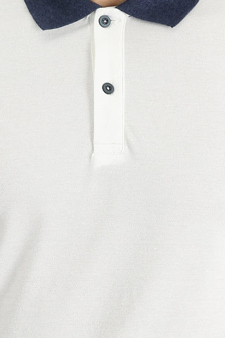  Ekru Polo Yaka Slim Fit Dar Kesim Desenli Pamuk Tişört