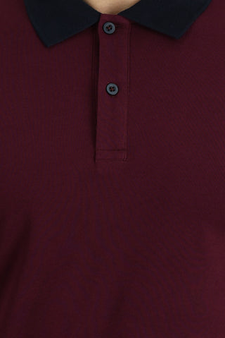  Koyu Bordo Polo Yaka Desenli Tişört