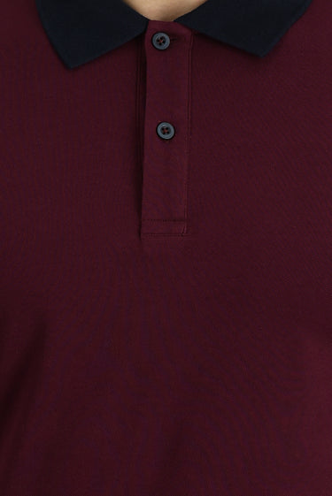  Koyu Bordo Polo Yaka Desenli Tişört