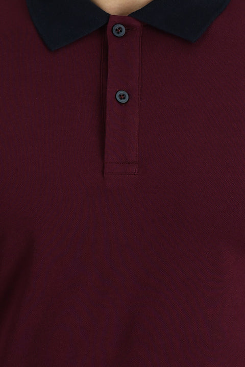 Dark Burgundy Polo Shirt with Pattern