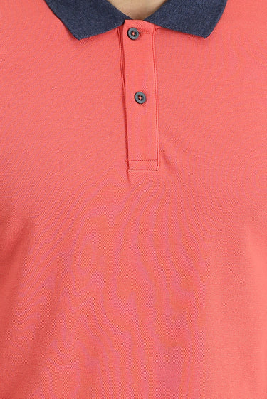Koyu Nar Çiçeği Polo Yaka Slim Fit Dar Kesim Desenli Pamuk Tişört