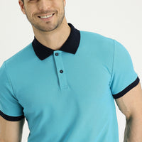 Zümrüt Yeşili Polo Yaka Slim Fit Dar Kesim Desenli Pamuk Tişört