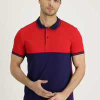 Koyu Kırmızı Polo Yaka Slim Fit Dar Kesim Desenli Pamuk Tişört