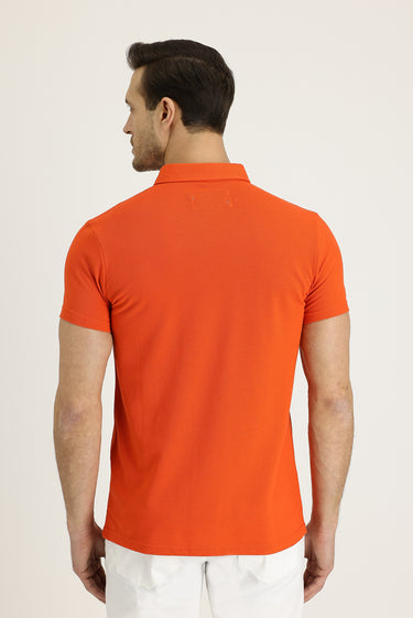  Kiremit Polo Yaka Slim Fit Dar Kesim Desenli Pamuk Tişört