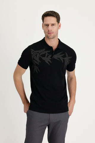  Siyah Polo Yaka Slim Fit Tişört