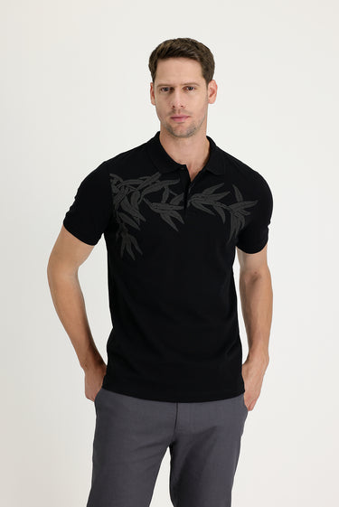 Siyah Polo Yaka Slim Fit Tişört